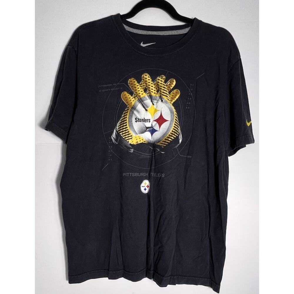 Pittsburgh Steelers Nike T-Shirt Adult L Black NFL Steelers Gloves Picture